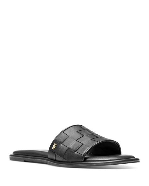 Michael Kors Women's Hayworth Woven Slip On Slide Sandals 